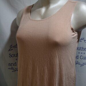 Logo Layers Slinky Knit Tank, Tan, Size XL